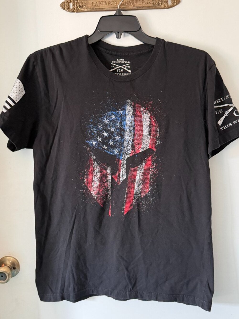 Grunt Style Mens L Spartan T shirt Red White and Blue Black Tee